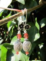 Oorbellen Padparadsha Tulip swarovski kristal-kraal zilver, Hangers, Nieuw, Zilver, Zilver