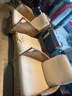 Rotan Stoelen Set + Voetenbank, Ophalen, Gebruikt, Minder dan 75 cm, Riet of Rotan