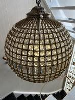 Zeer grote hanglamp kristal met metaal met 4 lichtpunten, Ophalen, Zo goed als nieuw, Metaal