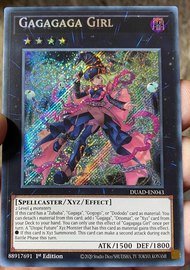 Yu-Gi-Oh! Gagagaga Girl DUAD 1st Edition !, Ophalen of Verzenden, Zo goed als nieuw, Losse kaart, Foil