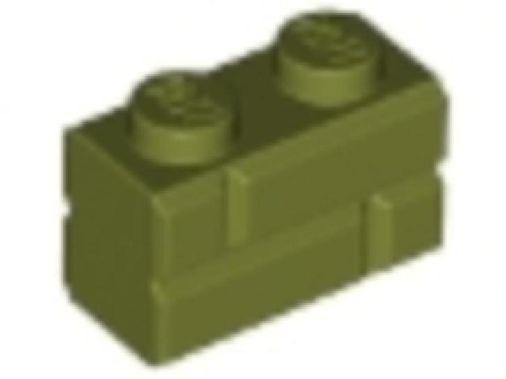 Lego Castle Stenen 5x 1x2 Met Steen Patroon Olive Green, Kinderen en Baby's, Speelgoed | Duplo en Lego, Nieuw, Lego, Losse stenen