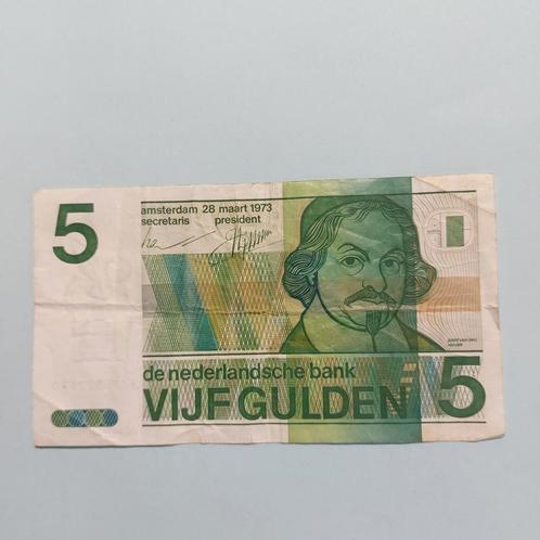 5 gulden vondel II uit 1973 In ZF, Postzegels en Munten, Bankbiljetten | Nederland, Los biljet, 5 gulden, Ophalen of Verzenden