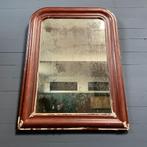 Grote oude bordeaux rode biedermeier spiegel antiek sleets, Antiek en Kunst, Antiek | Spiegels, Overige vormen, 50 tot 100 cm