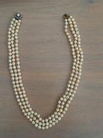 Parelcollier met diamanten slot., Ophalen of Verzenden, Gebruikt, Overige materialen