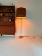 Vintage XL messing Hollywood regency vloerlamp ‘70, Huis en Inrichting, Vintage retro buisframe design rotan webbing papercord deens