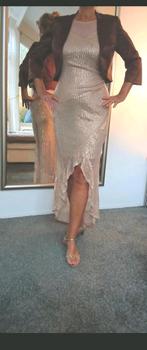 Elegante gouden pailletten jurk, Beige, Maat 42/44 (L), Nieuw, Ophalen of Verzenden