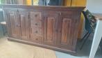 prachtig massief donker hout dressoir met spiegel, Ophalen of Verzenden, Gebruikt, 25 tot 50 cm, 150 tot 200 cm