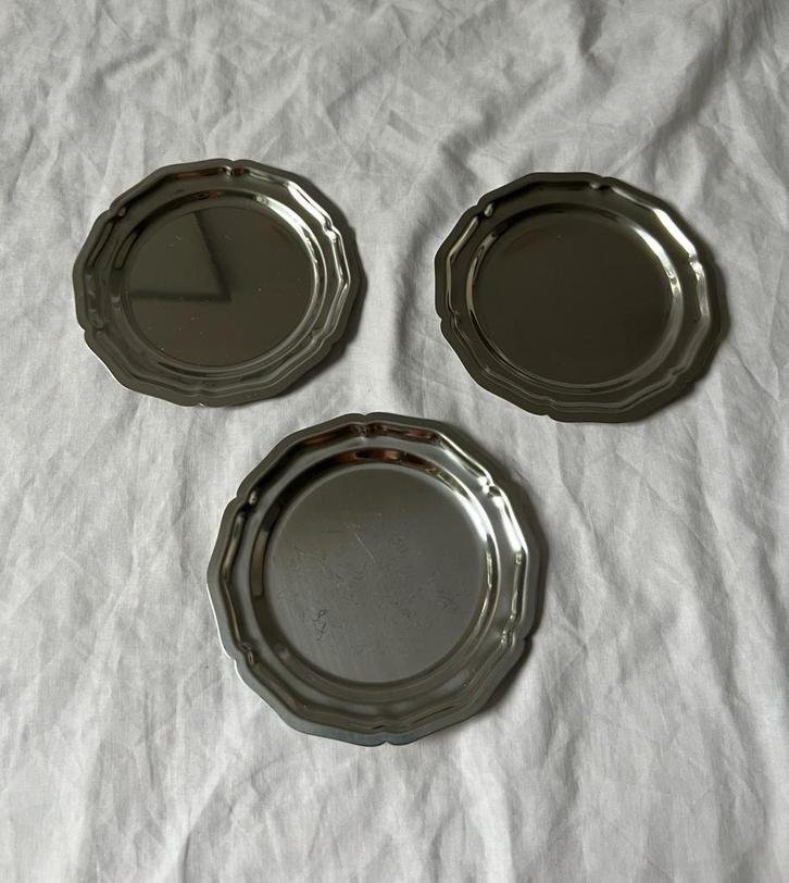 Vintage RVS Franse inox sierlijke schaaltjes – set van 3, Huis en Inrichting, Keuken | Servies, Schaal of Schalen, Overige stijlen