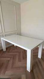 Eettafel + Salontafel wit hoogglans met glasplaat, Huis en Inrichting, Tafels | Eettafels, Ophalen, 50 tot 100 cm, Vijf personen of meer