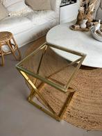 Mooie elegante goudkleurige Tafel, Ophalen, 50 tot 100 cm, Minder dan 50 cm, Glas