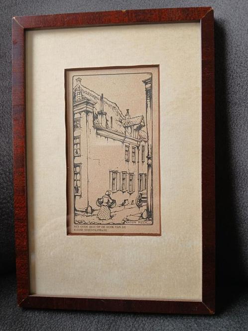 Anton Pieck, Huis op hoek Kleine Steentilstraat Groningen, Antiek en Kunst, Kunst | Etsen en Gravures, Ophalen of Verzenden
