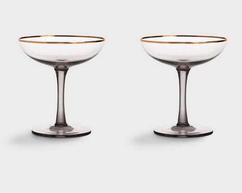 Nieuw &Klevering Amsterdam champagne glas 3 stuks smoked, Huis en Inrichting, Keuken | Servies, Zo goed als nieuw, Glas of Glazen