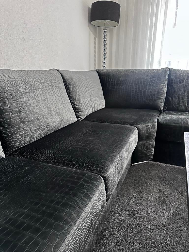 Luxe Suede Hoekbank, Huis en Inrichting, Banken | Bankstellen, 250 tot 300 cm, Hoekbank, 75 tot 100 cm, Ophalen of Verzenden