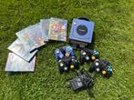 Nintendo Gamecube (paars) met 4 controllers en 16 spellen, Gebruikt, Ophalen of Verzenden, Met 3 controllers of meer, Paars
