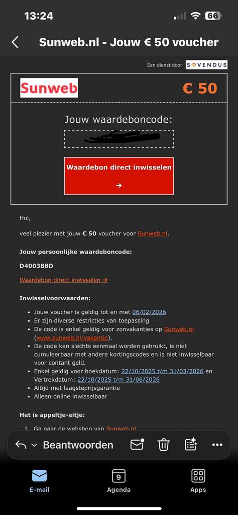 €50,- korting op SunWeb!, Tickets en Kaartjes, Kortingen en Cadeaubonnen