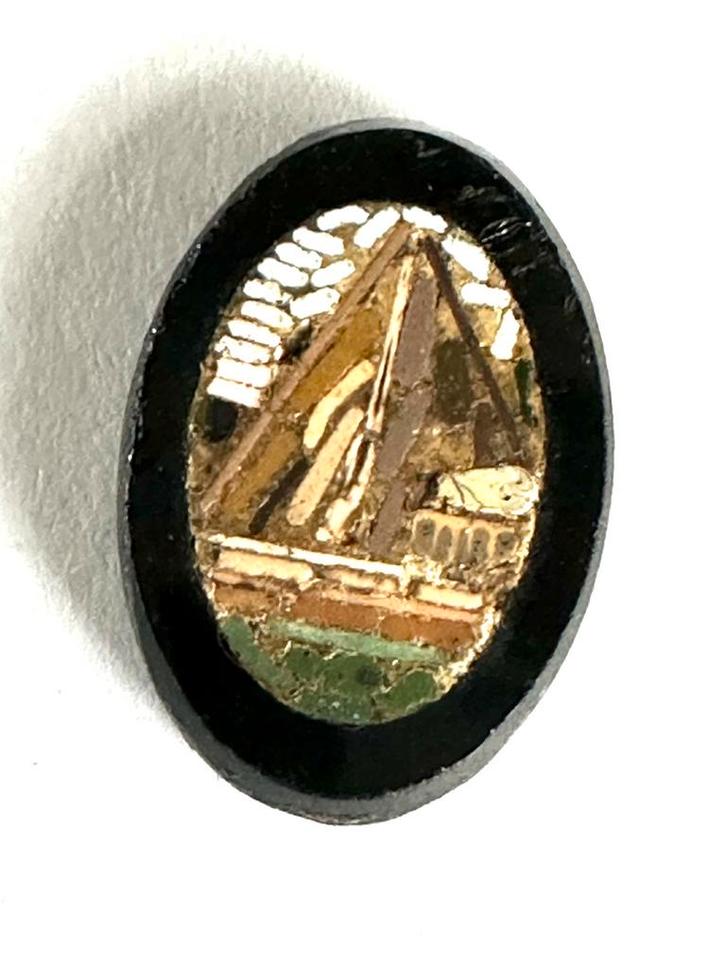 Antiek Victoriaans  Italiaans Micro Mozaiek “ruine en berg”, Sieraden, Tassen en Uiterlijk, Antieke sieraden, Overige typen, Overige materialen