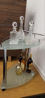 Glazen serveerwagen / bijzettafel, Huis en Inrichting, Ophalen, 55 tot 75 cm, Modern, Ovaal