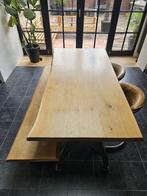 Massief eiken tafel met bank, Huis en Inrichting, Tafels | Eettafels, Ophalen, Eikenhout, 50 tot 100 cm, Zo goed als nieuw