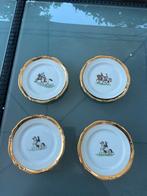 4 oude Hutschenreuther bordjes met goud en paarden, Ophalen of Verzenden