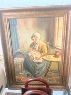Oud schilderij met lijst - 49x38 cm, Ophalen of Verzenden