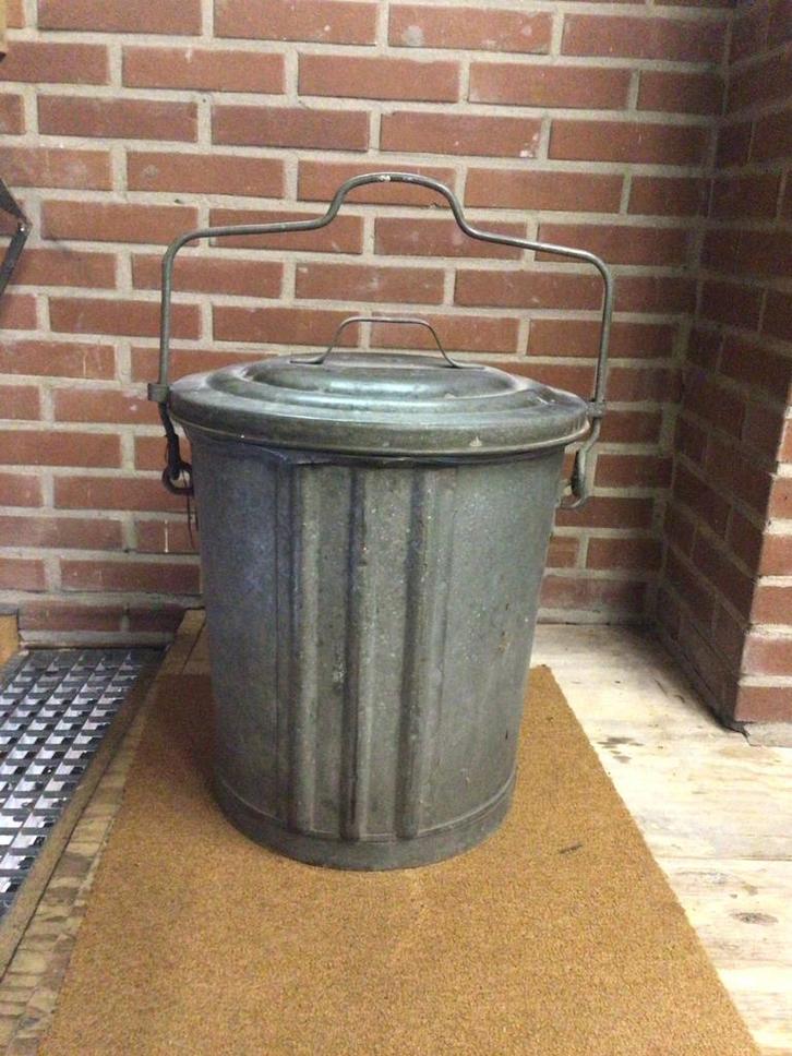 Mooie zinken afvalemmer met intialen Gem Wierden, Antiek en Kunst, Curiosa en Brocante, Ophalen