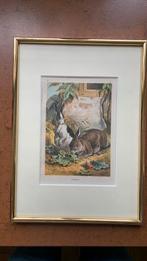 Vintage kleuren Litho konijnen, Antiek en Kunst, Ophalen of Verzenden