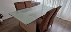 tafel + 4 stoelen, Huis en Inrichting, Tafels | Eettafels, Ophalen, Gebruikt, 50 tot 100 cm, Glas