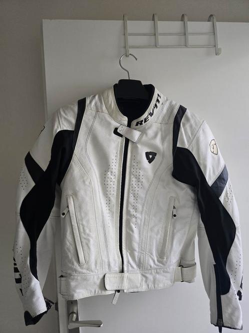 REV'IT! Warrior leren motorjas maat 46 - wit, Motoren, Kleding | Motorkleding, Jas | textiel, Tweedehands, Ophalen of Verzenden