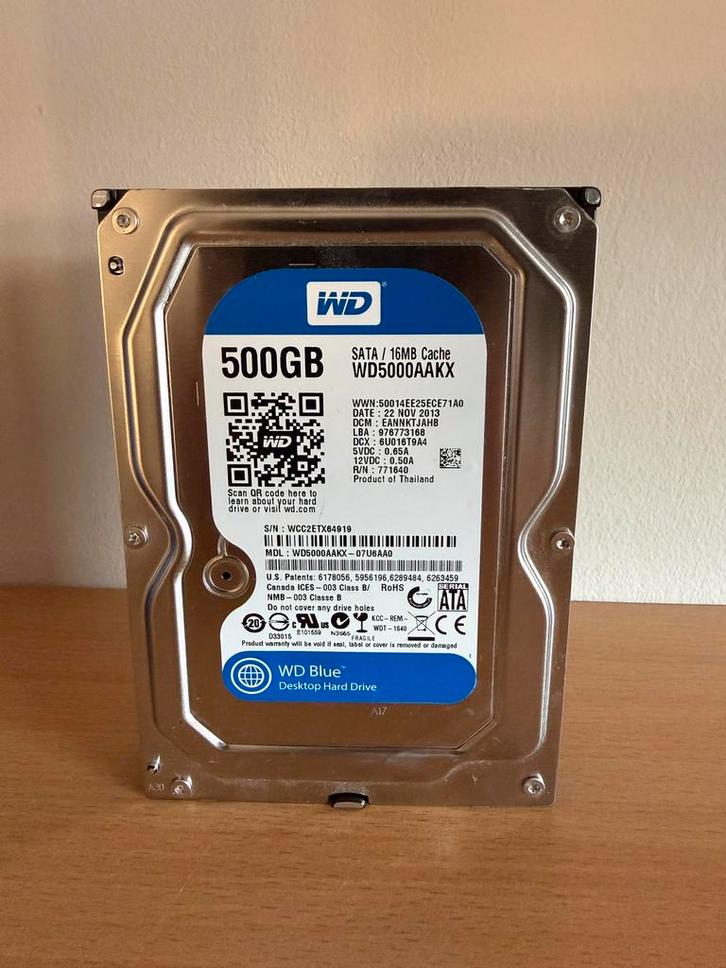 Western Digital Blue 500Gb desktop intern, Computers en Software, Harde schijven, Zo goed als nieuw, Desktop, Ophalen of Verzenden