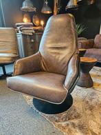 Leren draaifauteuil "jurgen" opruiming bruin rundleer, Ophalen of Verzenden, Zo goed als nieuw, 75 tot 100 cm