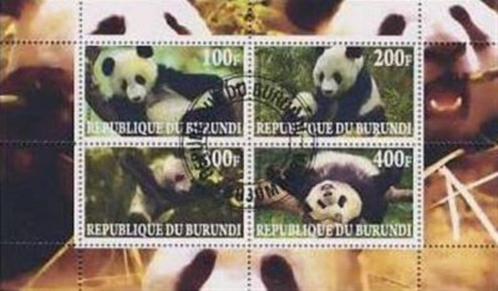 Panda's - Burundi 2009 - Gestempeld, Postzegels en Munten, Postzegels | Thematische zegels, Gestempeld, Dier of Natuur, Verzenden
