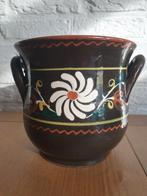 Vintage handgeschilderde grote bloempot. H
16 cm. Ø 16 cm., Ophalen of Verzenden, Gebruikt, Rond, Aardewerk