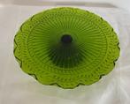 Groene vintage glazen taartplateau – 30 cm diameter, Ophalen of Verzenden
