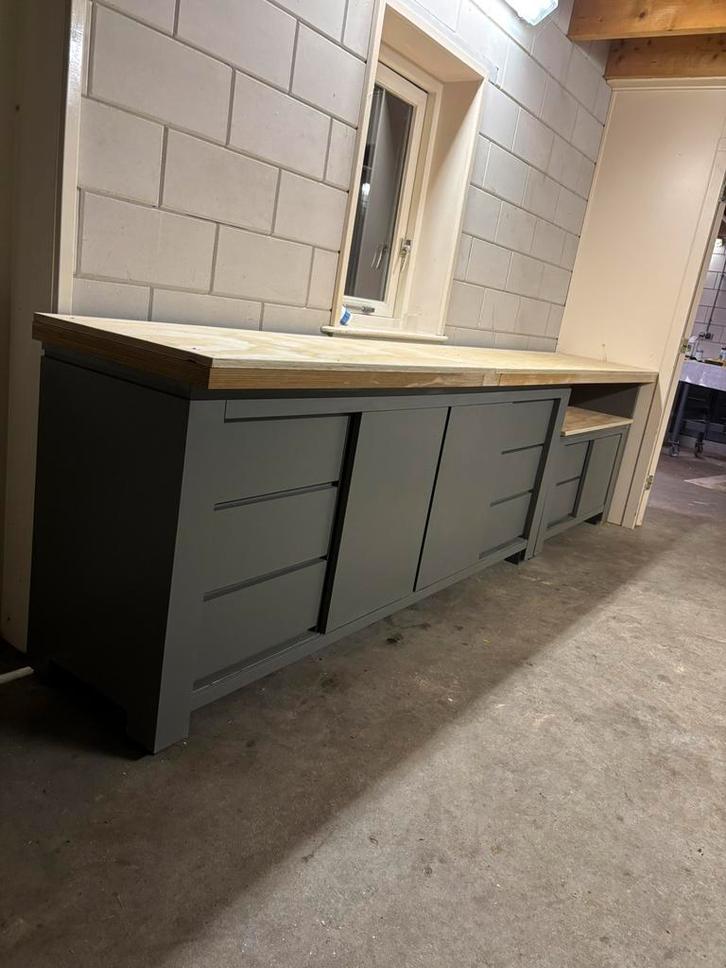 Zwaar massief eiken werkbank, Doe-het-zelf en Verbouw, Werkbanken, Zo goed als nieuw, 170 cm of meer, Ophalen