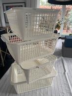 Witte plastic opbergmandjes - 4 stuks, Minder dan 50 cm, Ophalen of Verzenden, Zo goed als nieuw, Minder dan 50 cm