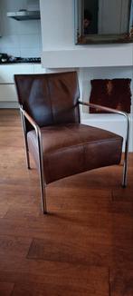 Bert Plantagie Leren Stoel - RVS Frame & Walnoot, Huis en Inrichting, Fauteuils, Ophalen