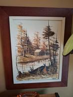 Houten Schilderij R. Walter - Landschap, Antiek en Kunst, Kunst | Schilderijen | Klassiek, Ophalen of Verzenden