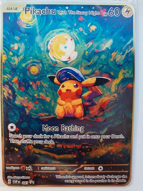 Pikachu van Gogh Sterrennacht metalen Pokemon kaart goud, Hobby en Vrije tijd, Verzamelkaartspellen | Pokémon, Nieuw, Losse kaart