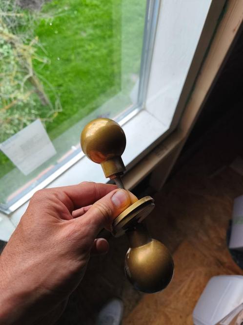Zware messing deurknoppen, Doe-het-zelf en Verbouw, Hang- en Sluitwerk, Gebruikt, Klink of Kruk, Koper of Messing, Ophalen