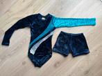 Velours turnpakje en bijpassend broekje 140, Sport en Fitness, Turnen, Gebruikt, Blauw, Turnpak(je), Kindermaat 122 t/m 140