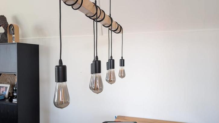 Eglo Townshend hanglamp incl. 6 Calex smartlampen, Huis en Inrichting, Lampen | Hanglampen, Zo goed als nieuw, 75 cm of meer, Glas