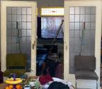 Originele jaren 30 ensuite glas in lood schuifdeuren., Doe-het-zelf en Verbouw, Deuren en Horren, Ophalen, Gebruikt, 80 tot 100 cm
