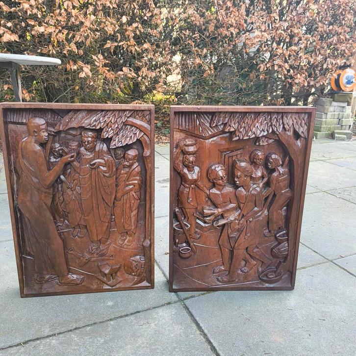 2 Afrikaanse houtsnijwerken Kofi Antubam?, Antiek en Kunst, Kunst | Niet-Westerse kunst, Ophalen of Verzenden