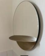Ronde spiegel met goudkleurige stalen opzetplank, rond 30 cm, Minder dan 100 cm, Minder dan 50 cm, Rond, Ophalen