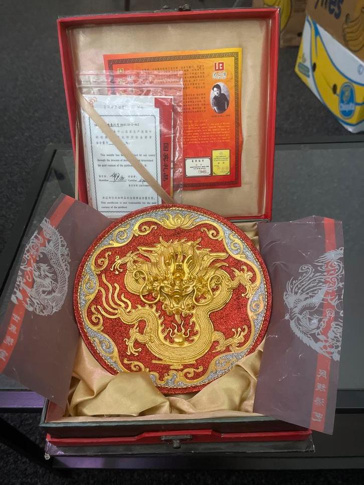 Vergulde Chinese Draak Staatscadeau Youbide, Antiek en Kunst, Kunst | Niet-Westerse kunst, Ophalen of Verzenden