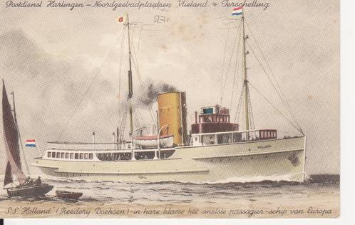 BOOT HARLING VLIELAND-TERSCHELLING - 1952 - s.s. HOLLAND, Verzamelen, Ansichtkaarten | Nederland, Gelopen, Friesland, 1940 tot 1960
