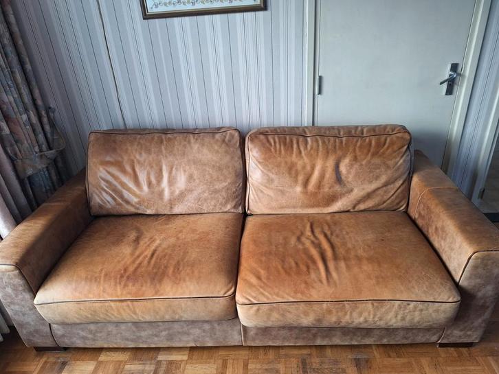 Lederen 4-zits bank van Het Anker - Rocketfeller, Huis en Inrichting, Banken | Bankstellen, Gebruikt, Rechte bank, Vierpersoons of meer