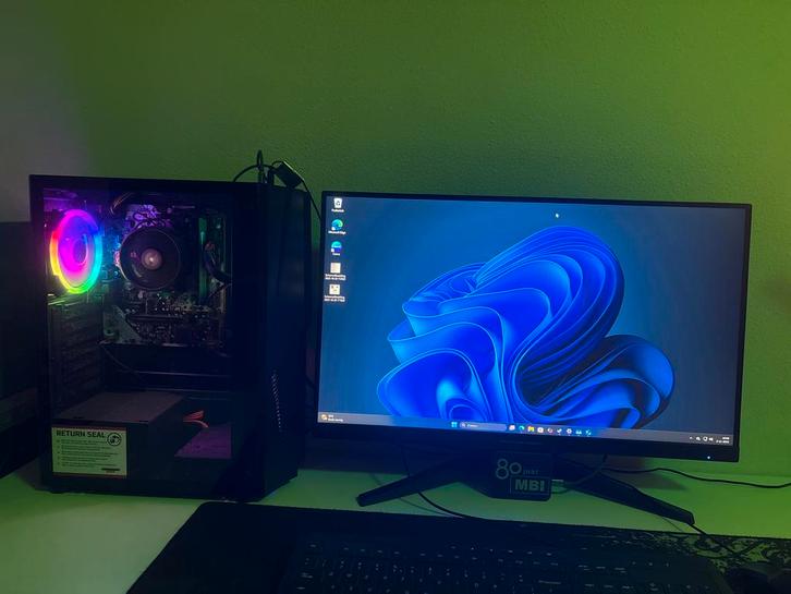 PC met scherm te koop, Computers en Software, Desktop Pc's, Gebruikt, 3 tot 4 Ghz, SSD, 8 GB, Met videokaart, Ophalen of Verzenden