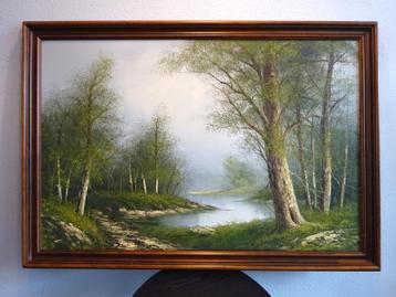 Schilderij - Bos Ven Landschap beschikbaar voor biedingen