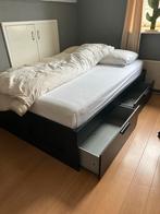 Ikea bed 146 bij 206 cm, Ophalen, Zwart, Tweepersoons, 140 cm